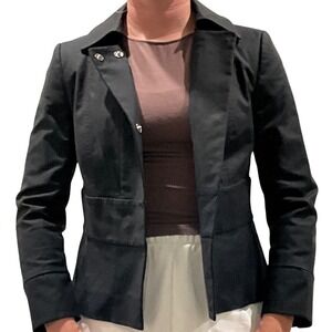 NWT $815 Sportmax Women's Black Cotton‎ Blend Siberia Jacket Snap Buttons Sz 8